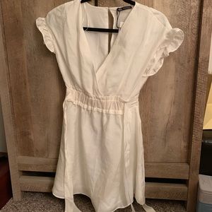 Zara NEW White Ruffle Dress XS